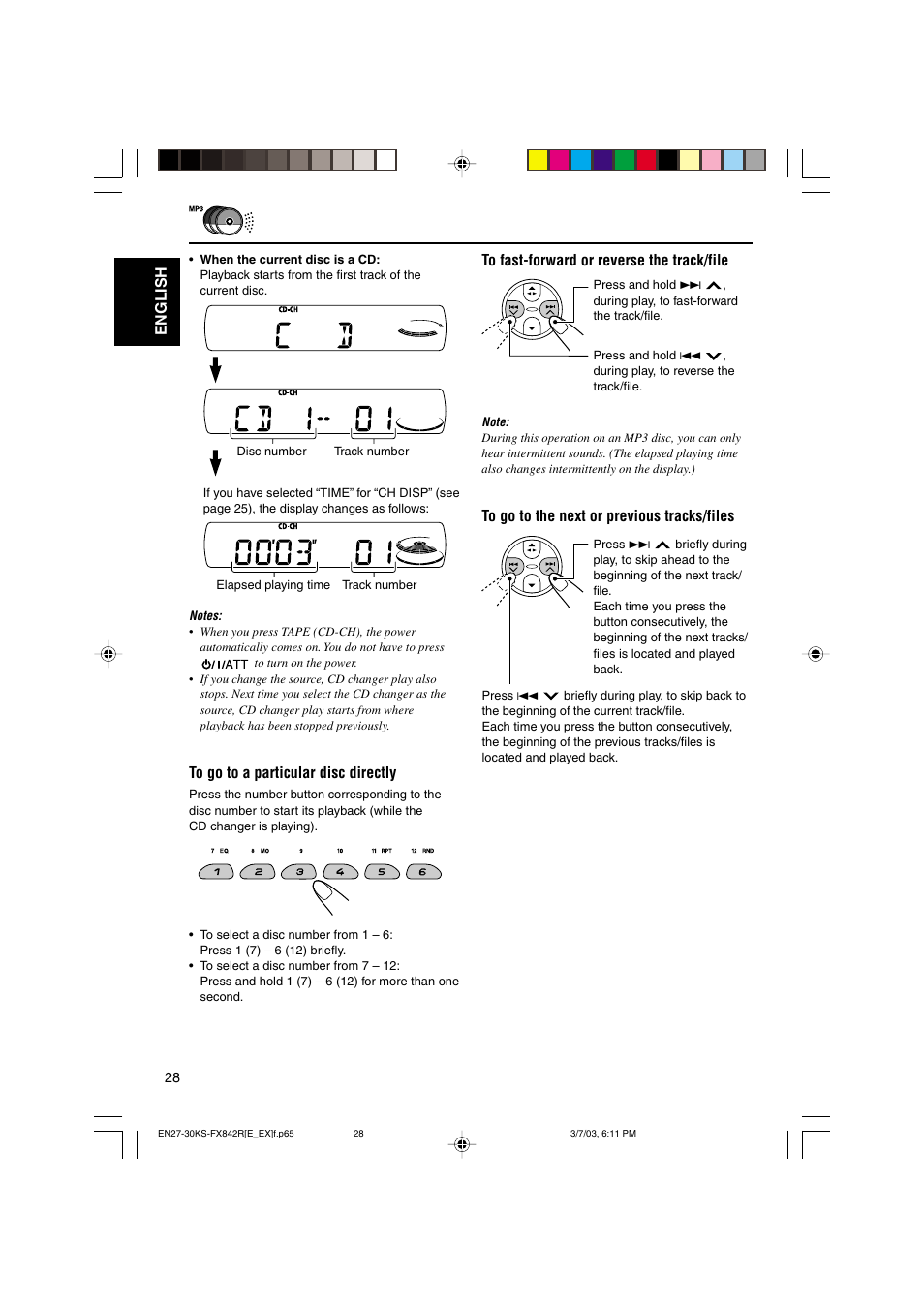 English to fast-forward or reverse the track/file | JVC GET0140-001A User Manual | Page 28 / 46