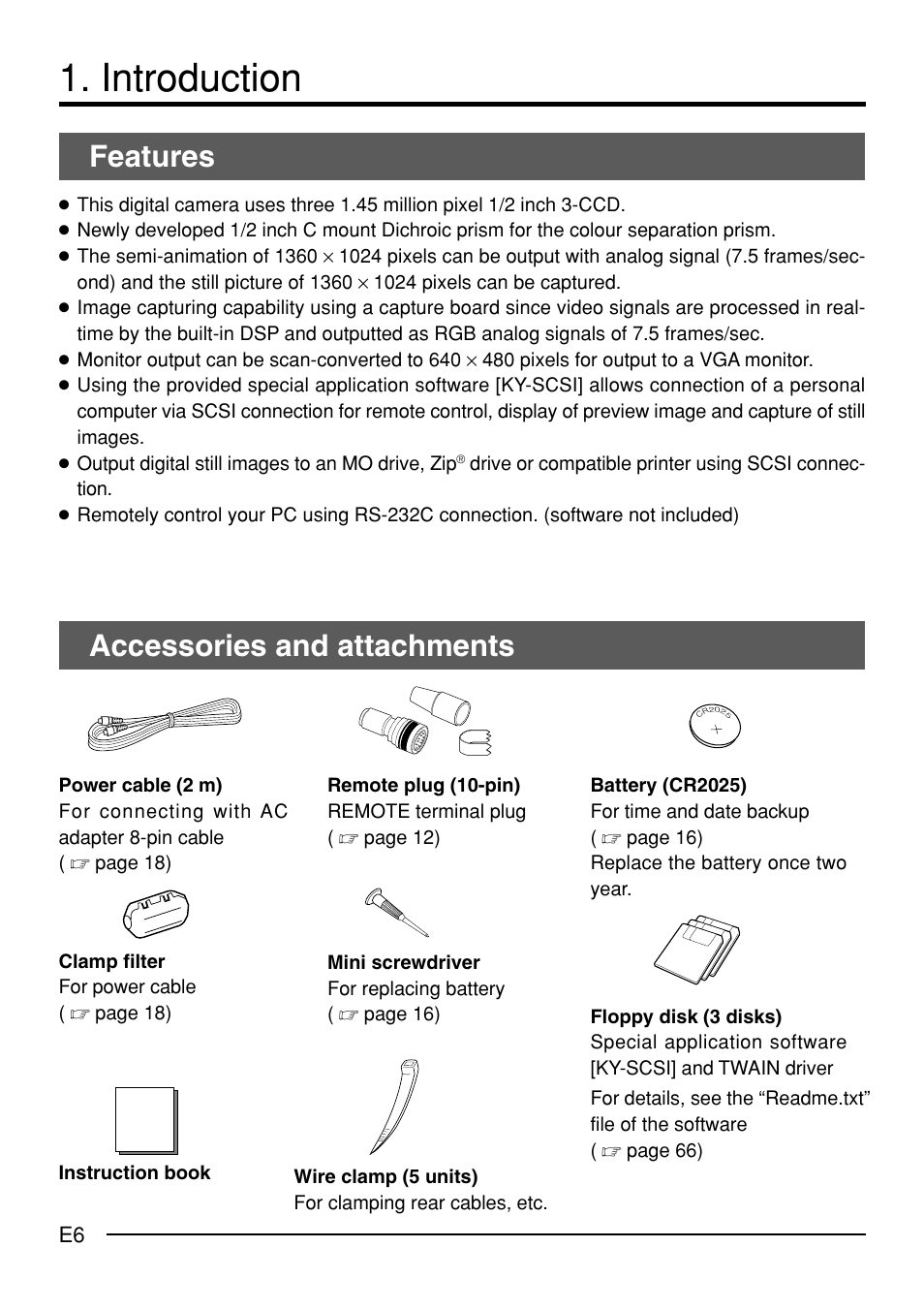 Introduction, Features, Accessories and attachments | JVC KY-F70B User Manual | Page 10 / 221