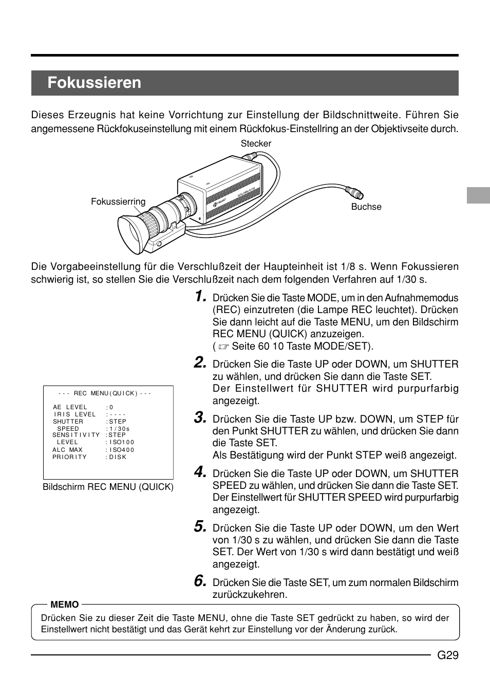 Fokussieren | JVC KY-F70B User Manual | Page 105 / 221