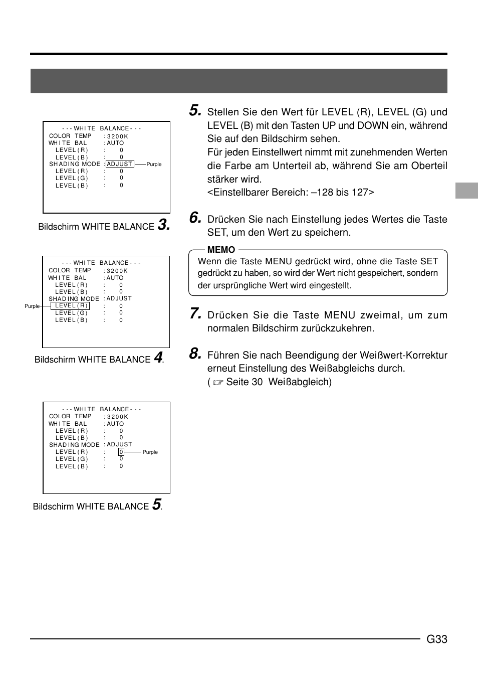 Bildschirm white balance | JVC KY-F70B User Manual | Page 109 / 221