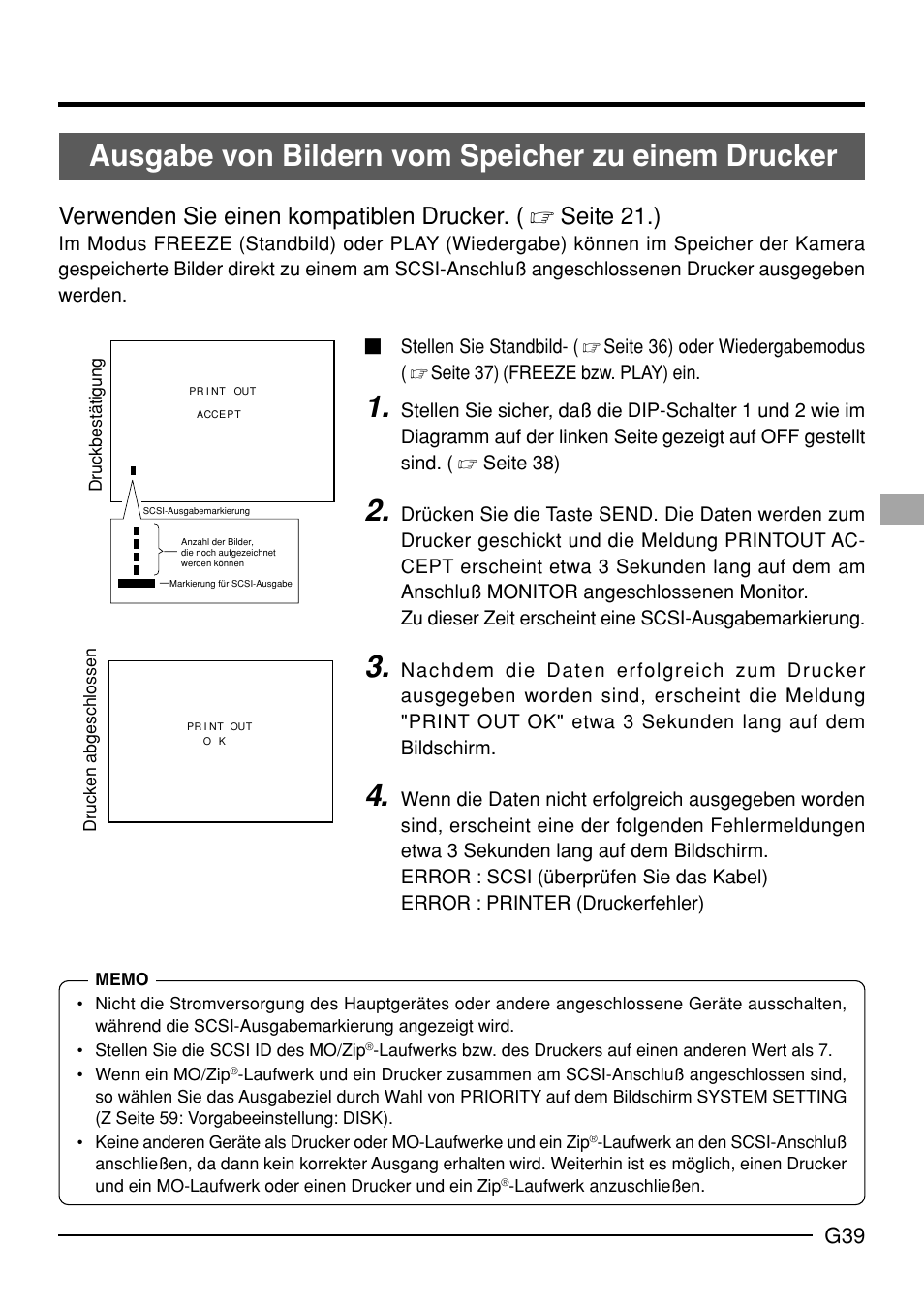 Ausgabe von bildern vom speicher zu einem drucker | JVC KY-F70B User Manual | Page 115 / 221