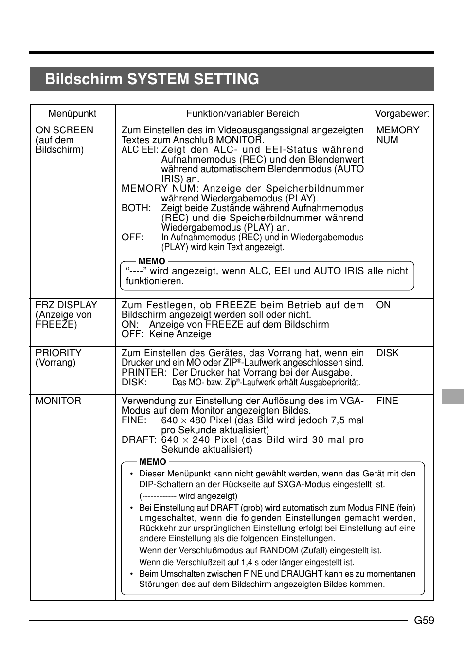 Bildschirm system setting | JVC KY-F70B User Manual | Page 135 / 221
