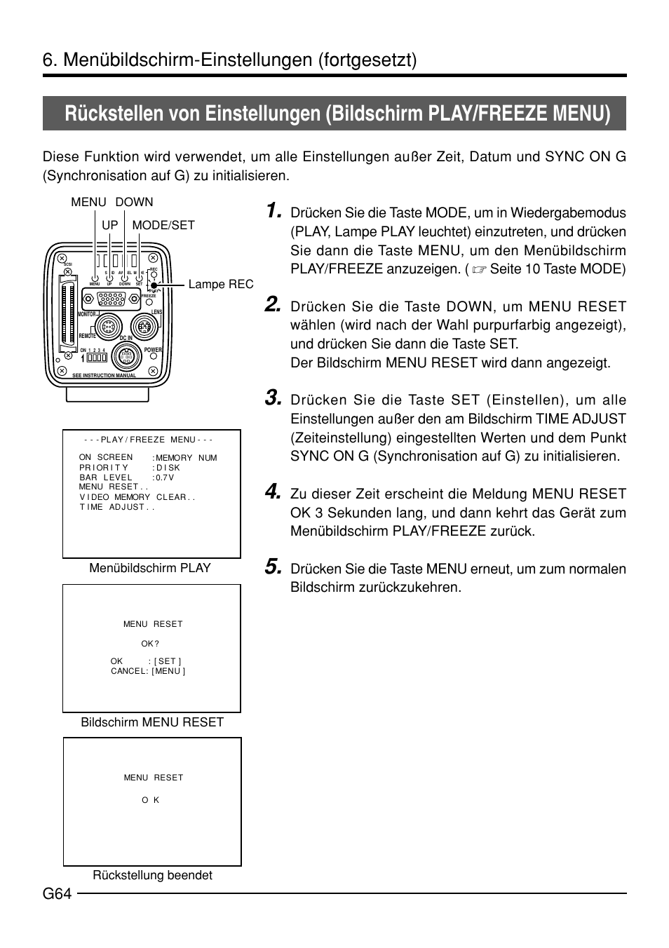 Menübildschirm-einstellungen (fortgesetzt) | JVC KY-F70B User Manual | Page 140 / 221