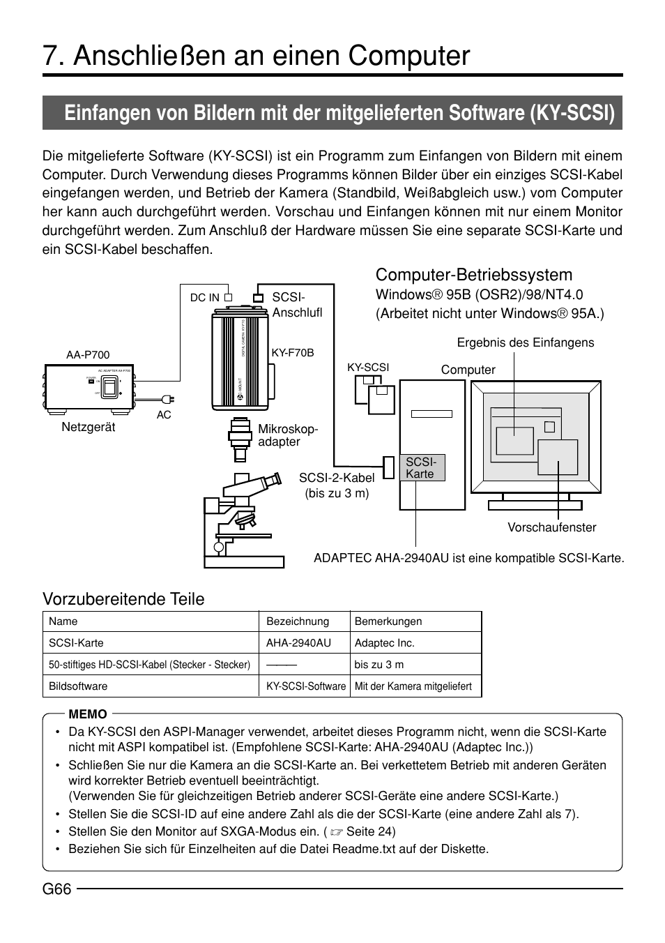 Anschließen an einen computer, Computer-betriebssystem, Vorzubereitende teile | JVC KY-F70B User Manual | Page 142 / 221