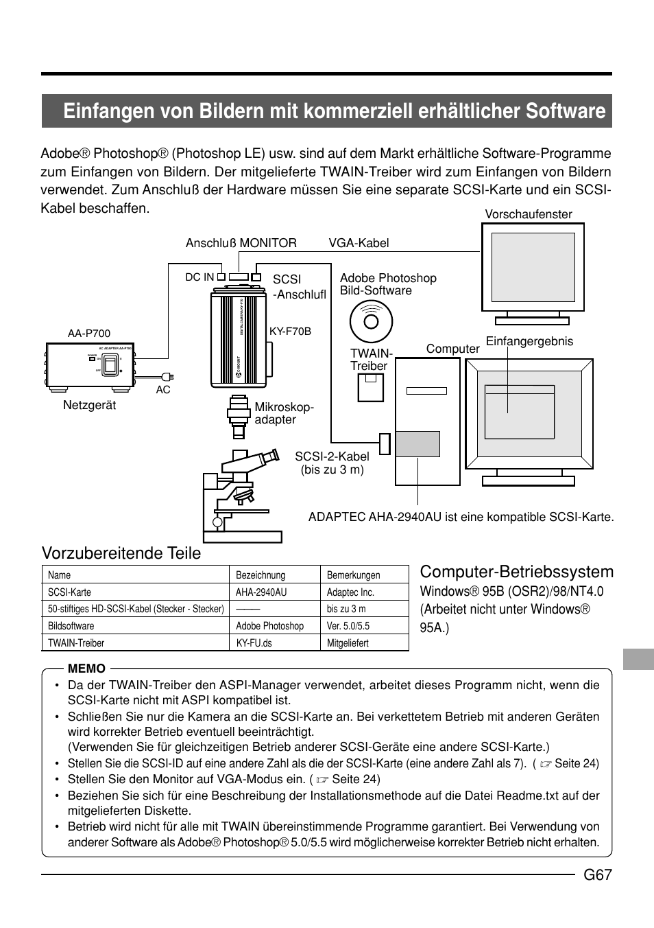 Computer-betriebssystem, Vorzubereitende teile | JVC KY-F70B User Manual | Page 143 / 221