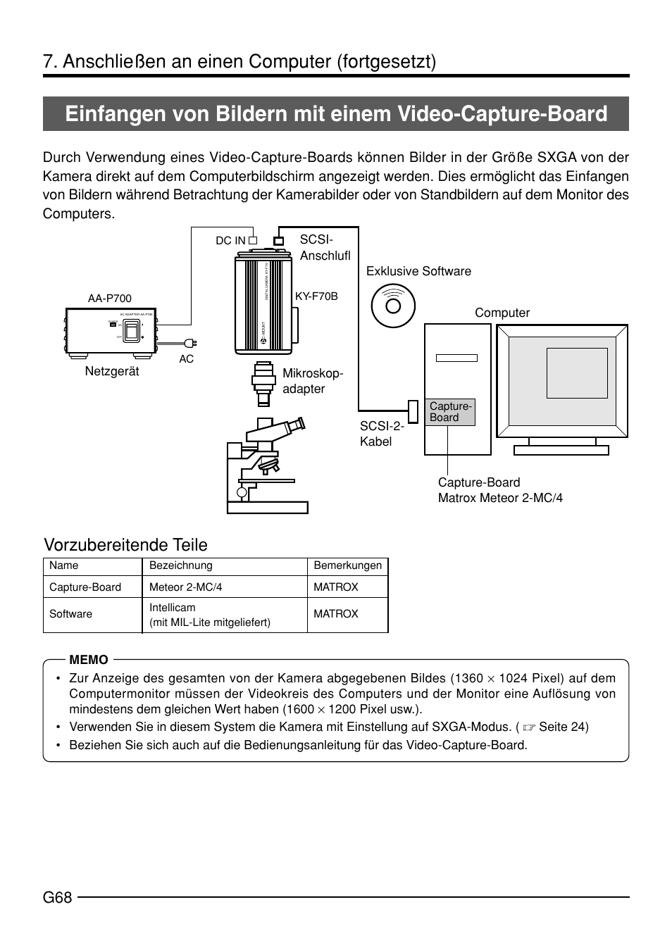 Anschließen an einen computer (fortgesetzt), Vorzubereitende teile | JVC KY-F70B User Manual | Page 144 / 221