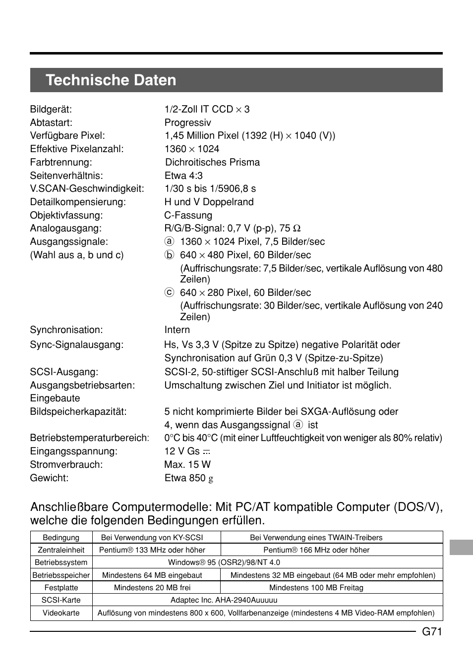 Technische daten | JVC KY-F70B User Manual | Page 147 / 221