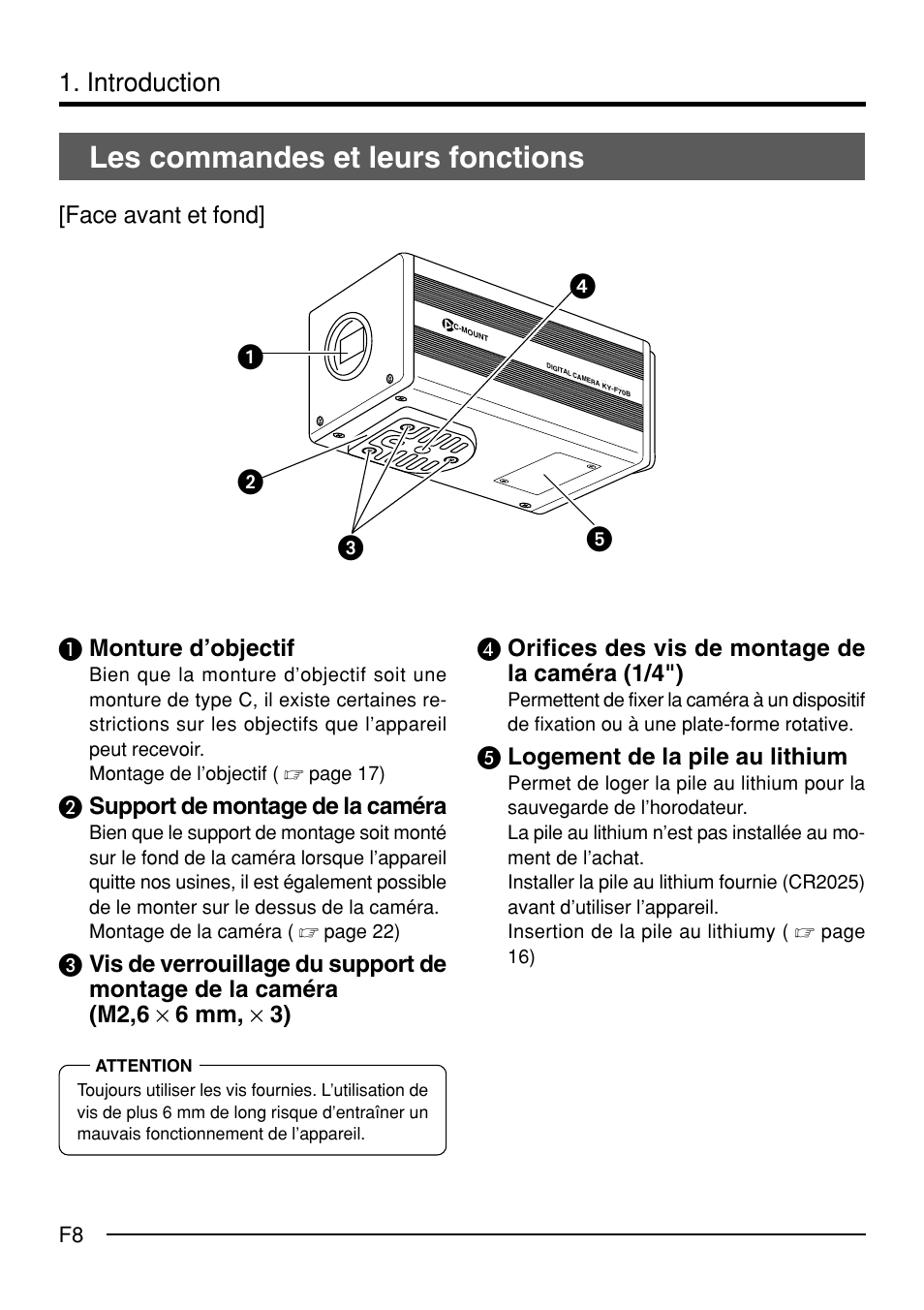 Les commandes et leurs fonctions, Introduction, ᕡᕤ ᕢ ᕣ ᕥ | JVC KY-F70B User Manual | Page 156 / 221