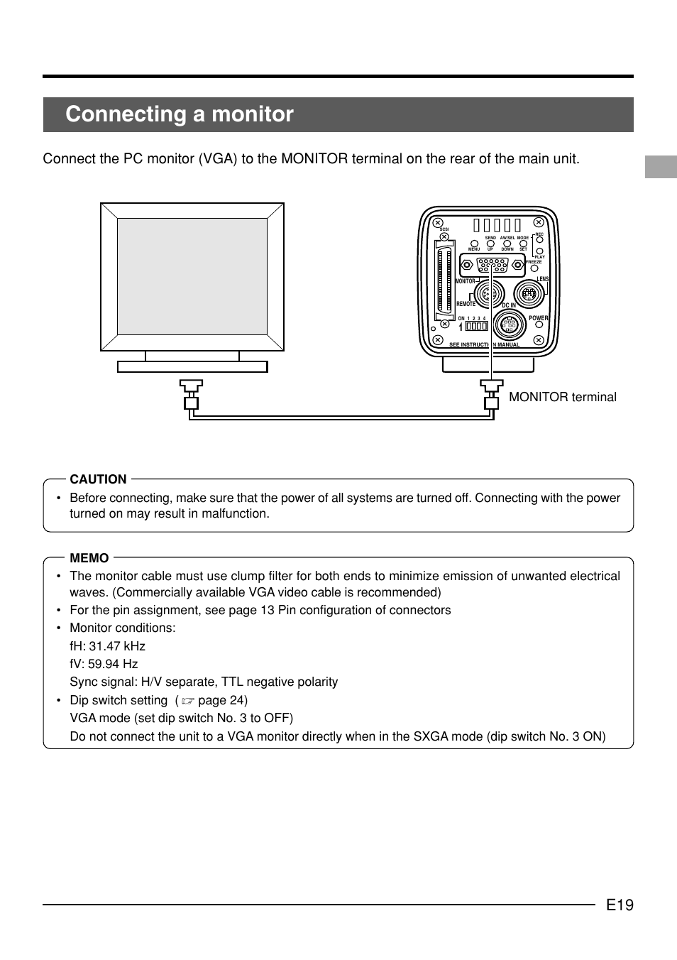Connecting a monitor | JVC KY-F70B User Manual | Page 23 / 221