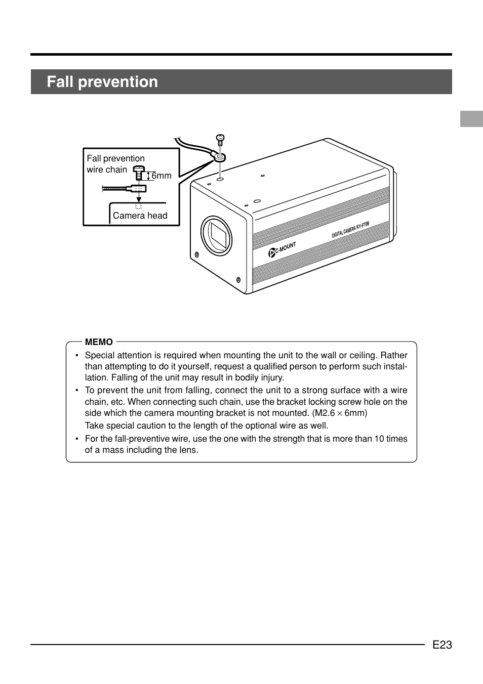 Fall prevention | JVC KY-F70B User Manual | Page 27 / 221