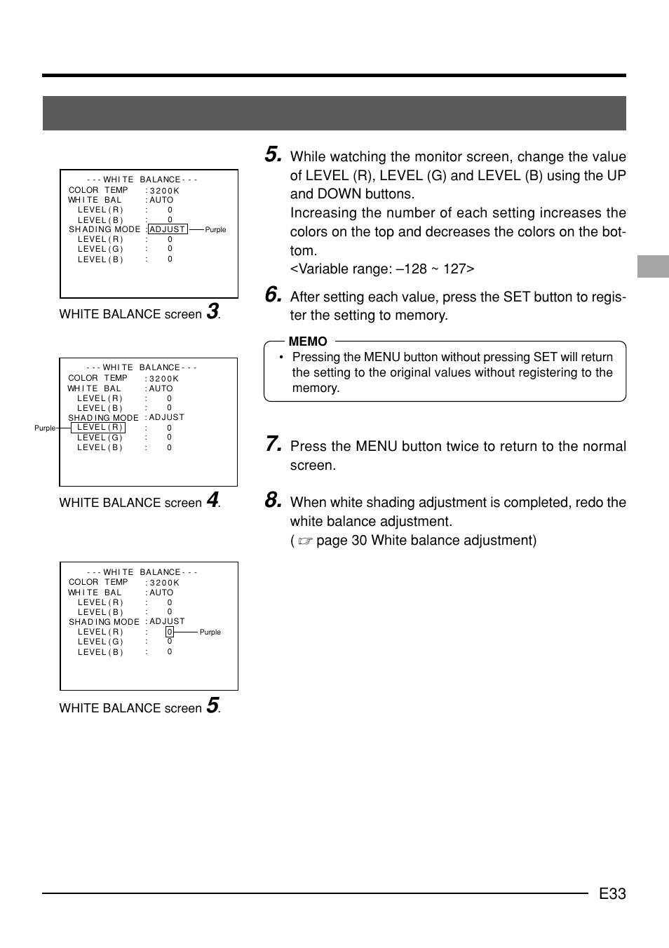 White balance screen | JVC KY-F70B User Manual | Page 37 / 221