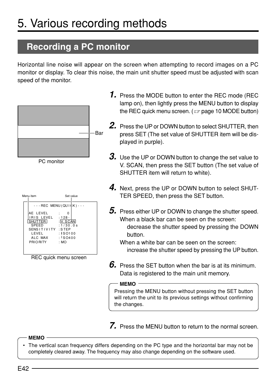 Various recording methods, Recording a pc monitor | JVC KY-F70B User Manual | Page 46 / 221