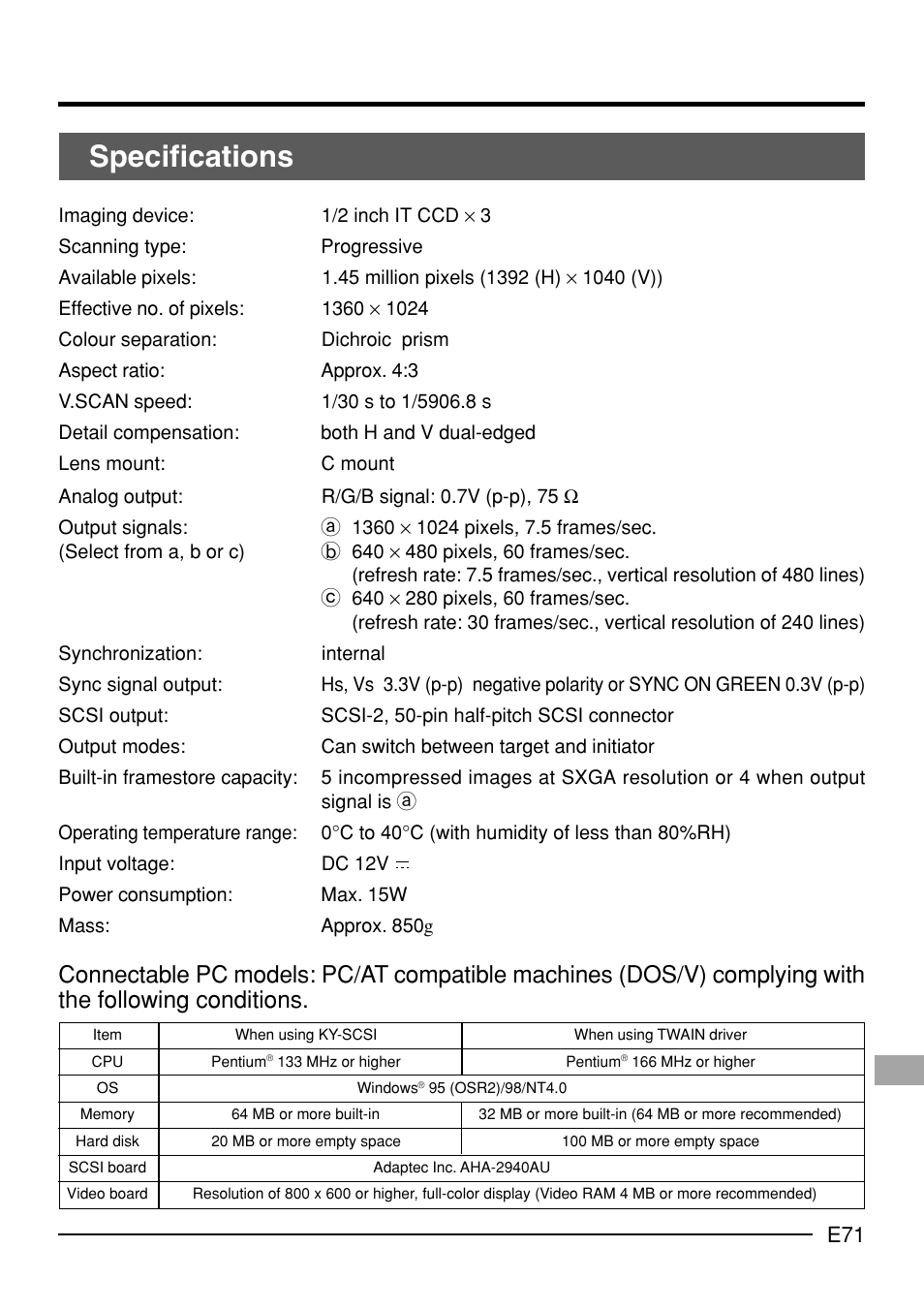 Specifications | JVC KY-F70B User Manual | Page 75 / 221