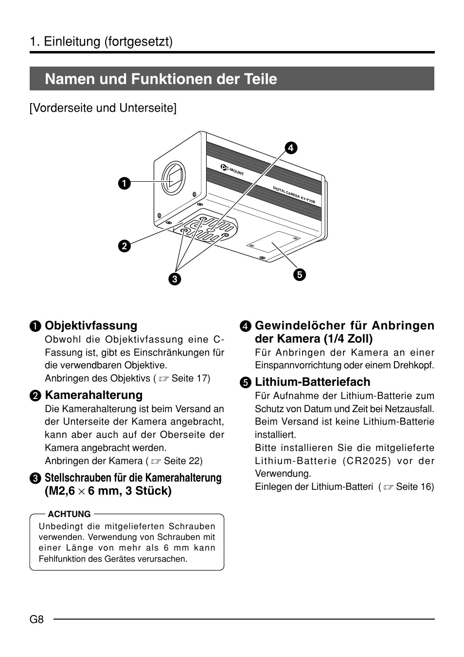 Namen und funktionen der teile, Einleitung (fortgesetzt), ᕡᕤ ᕢ ᕣ ᕥ | JVC KY-F70B User Manual | Page 84 / 221