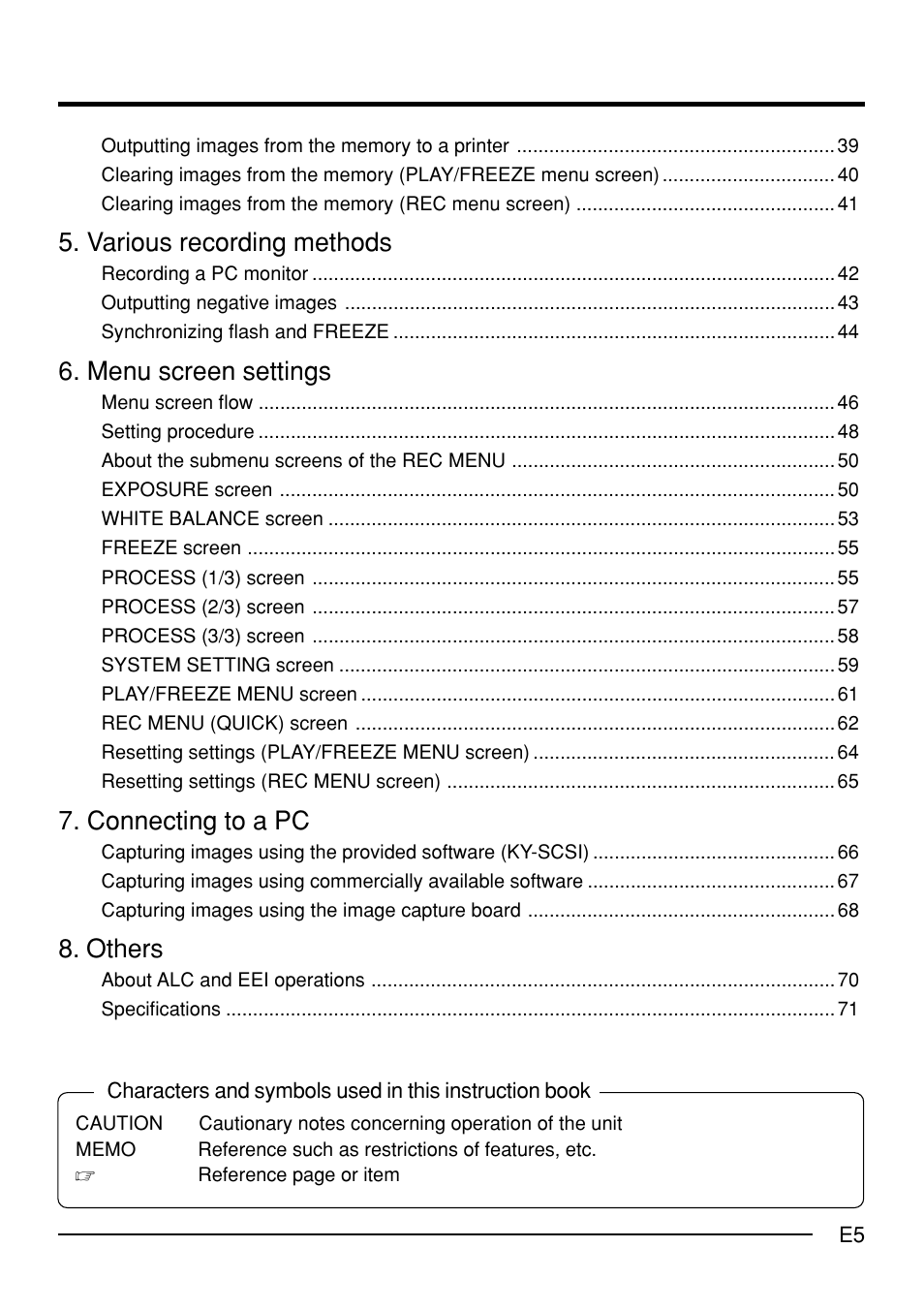 Various recording methods, Menu screen settings, Connecting to a pc | Others | JVC KY-F70B User Manual | Page 9 / 221