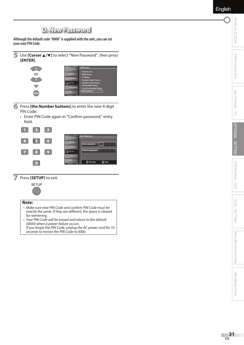 English, D. new password | JVC 1EMN24860 User Manual | Page 31 / 56