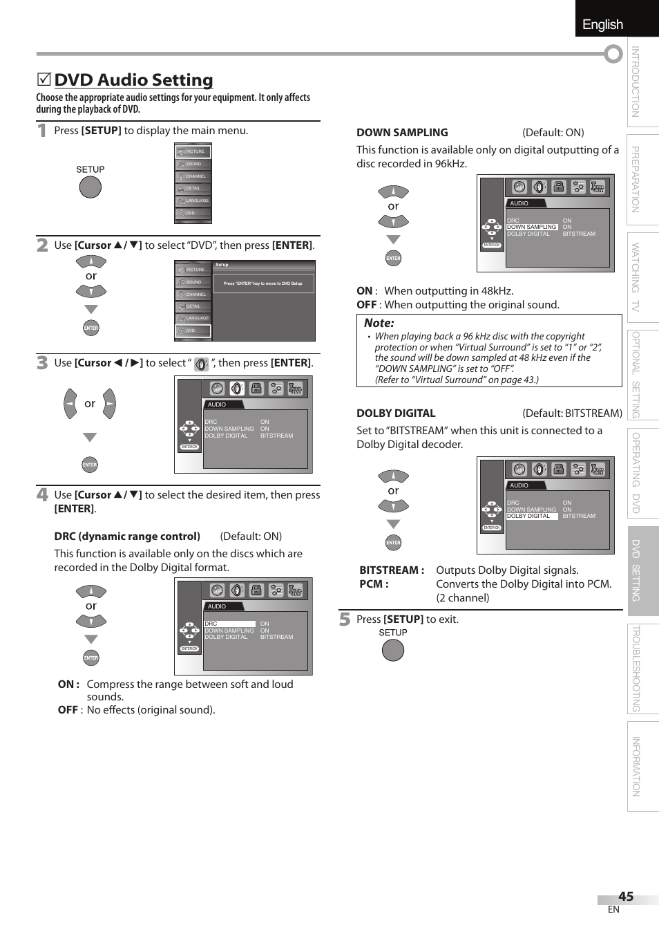 English, 5 dvd audio setting | JVC 1EMN24860 User Manual | Page 45 / 56