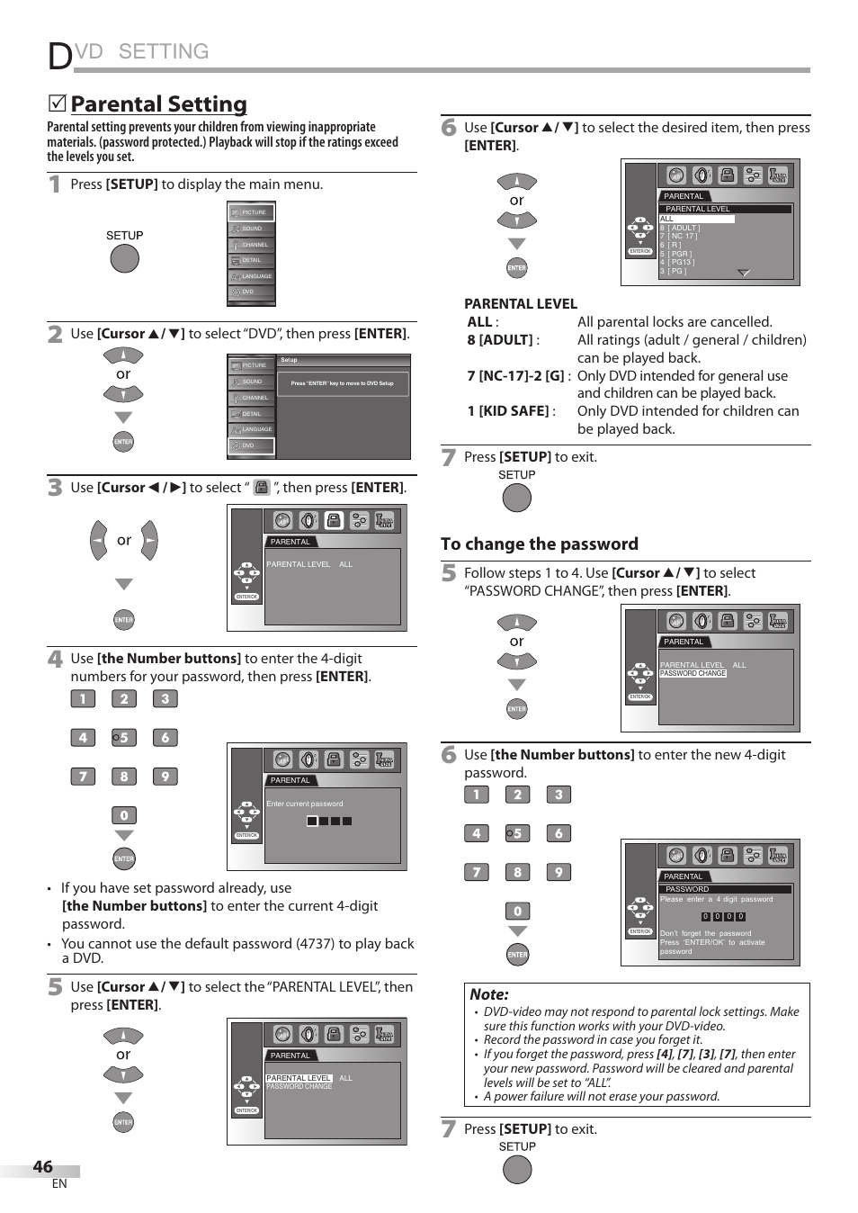 Vd setting, 5 parental setting | JVC 1EMN24860 User Manual | Page 46 / 56