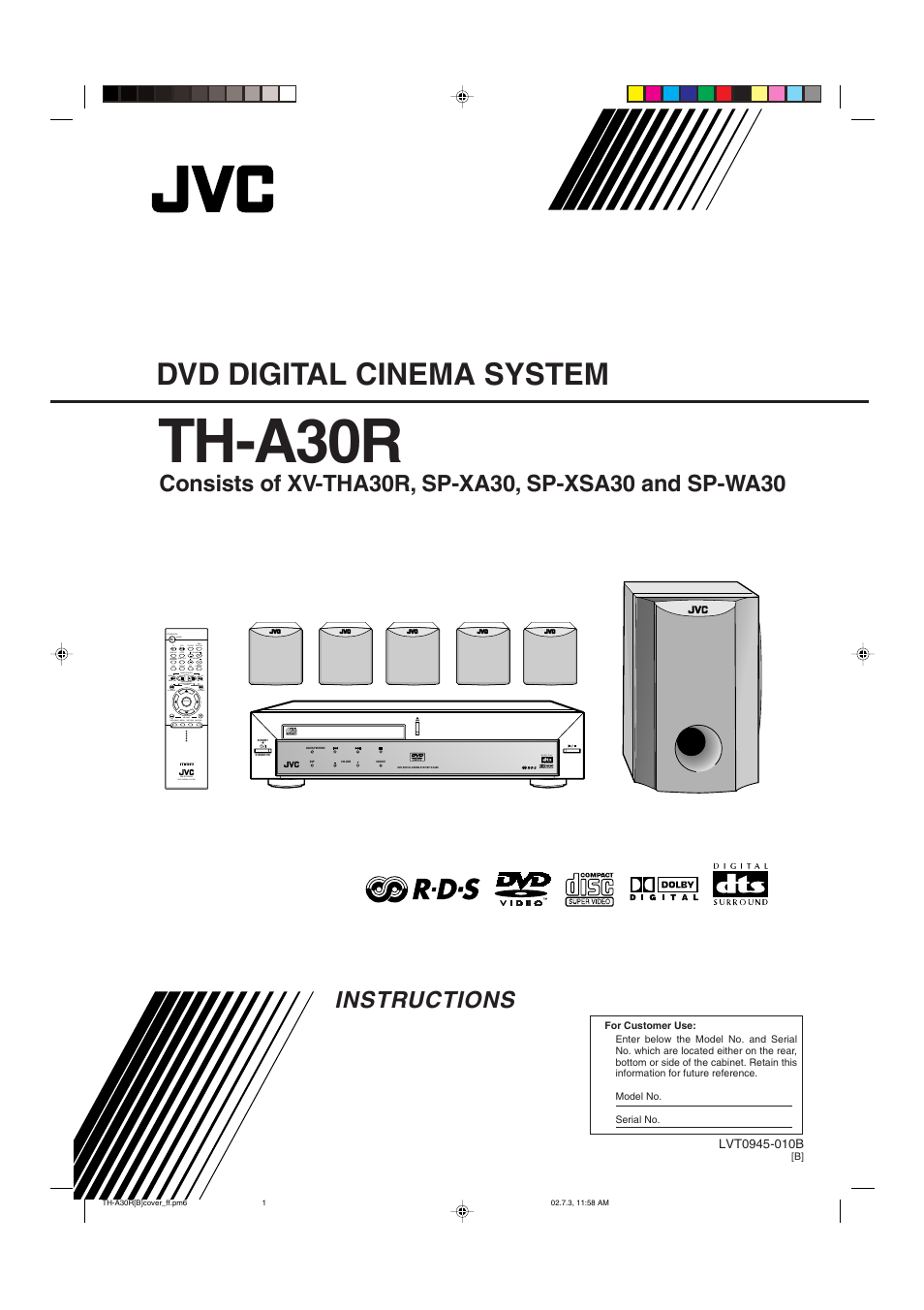 JVC DVD DIGITAL CINEMA SYSTEM TH-A30R User Manual | 64 pages