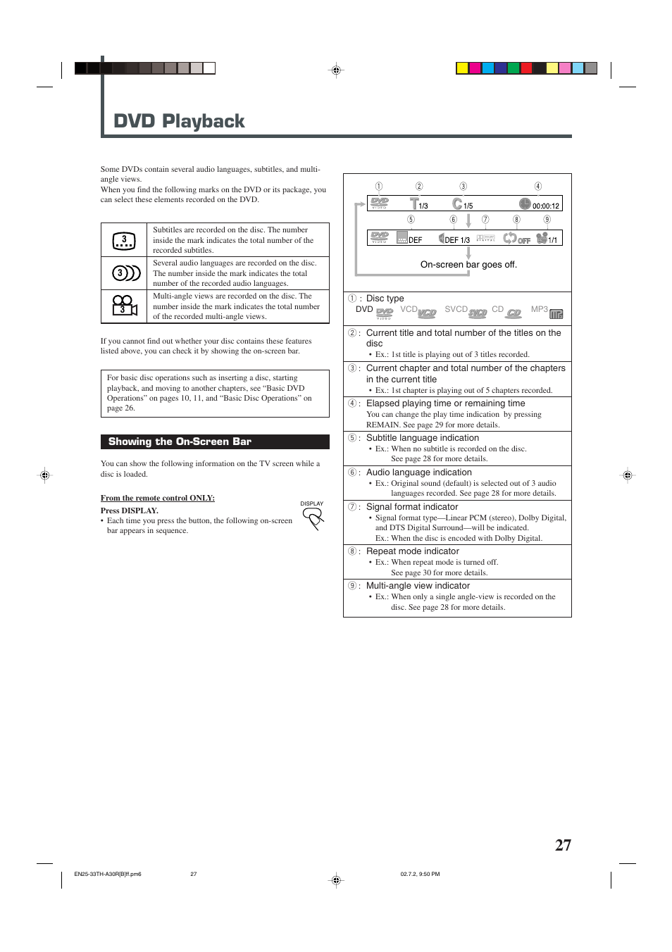 Dvd playback | JVC DVD DIGITAL CINEMA SYSTEM TH-A30R User Manual | Page 31 / 64