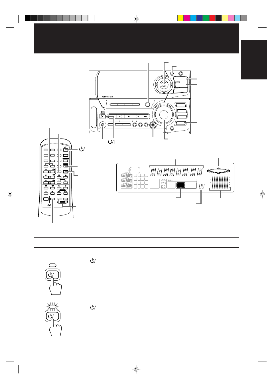 Using the amplifier, Turning the power on and off, 7english | Display, Turning the ca-d672tr on, Turning the ca-d672tr off, Auto power off phones | JVC CA-D672TR User Manual | Page 11 / 47