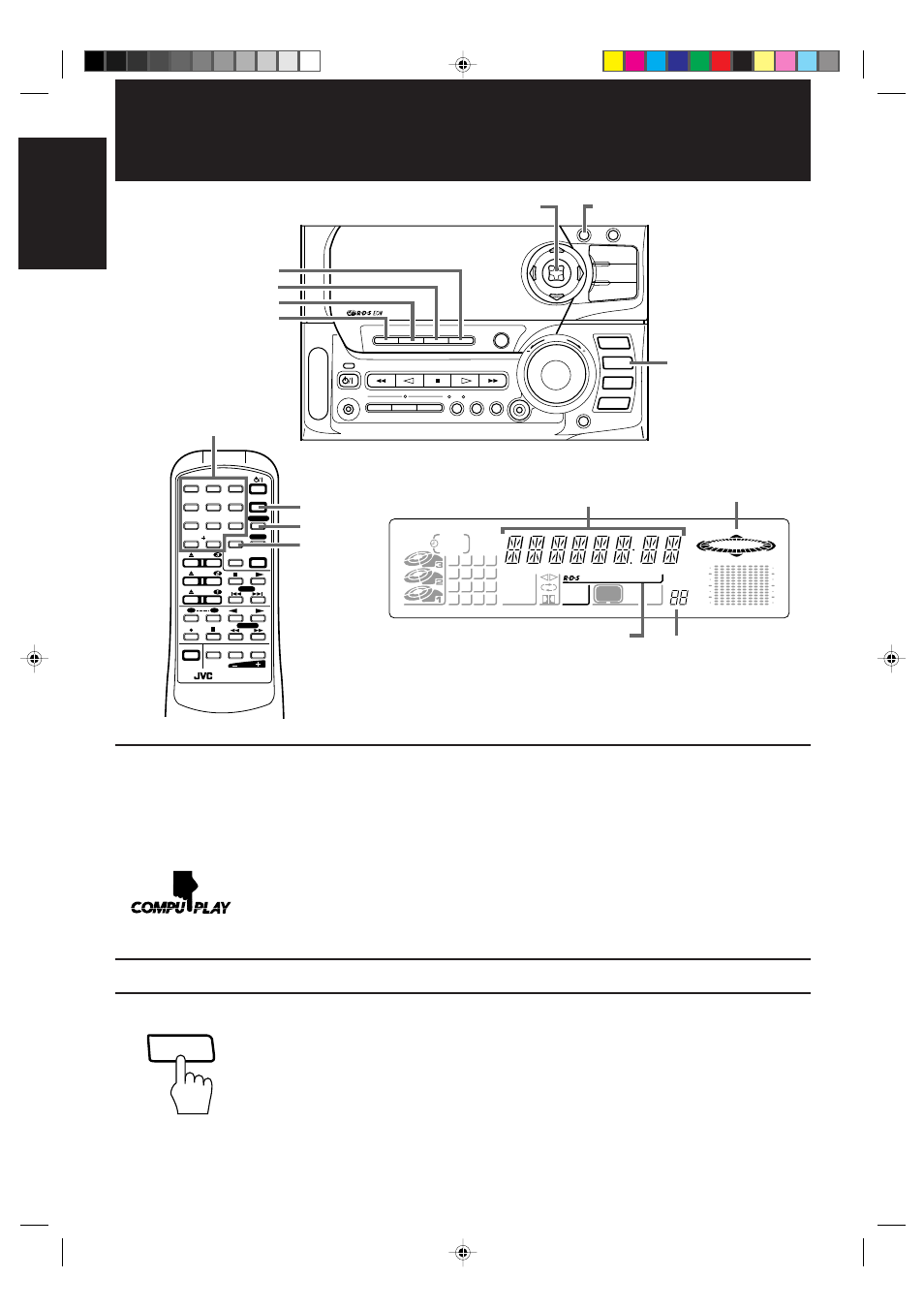 Using the tuner, Tuning in a station, 12 english | One touch radio, Switching between frequency bands, Display, Number keys tuner fm mode, Fm/am | JVC CA-D672TR User Manual | Page 16 / 47