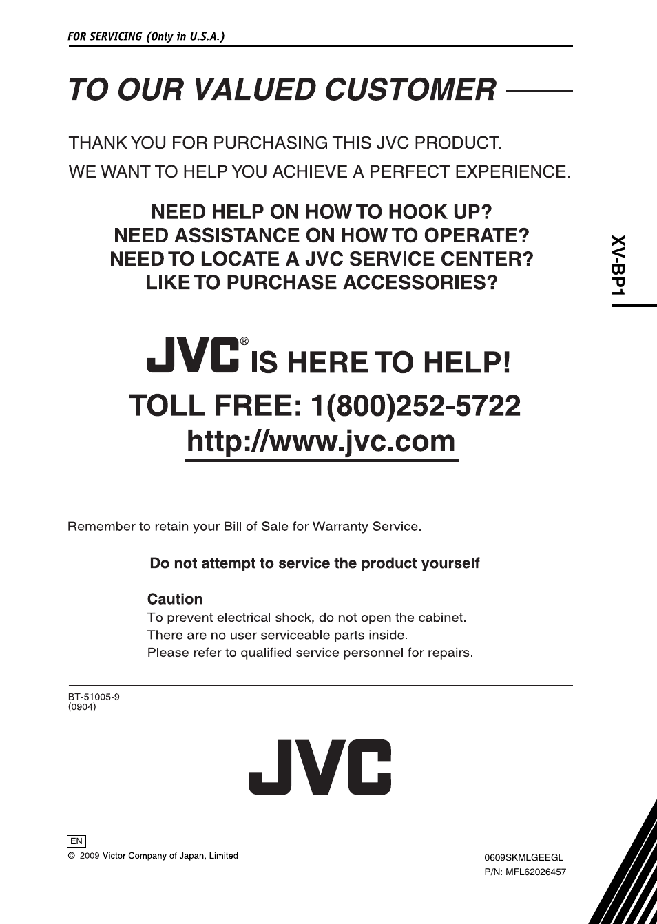 Xv -bp1 | JVC LVT2007-001D User Manual | Page 40 / 40