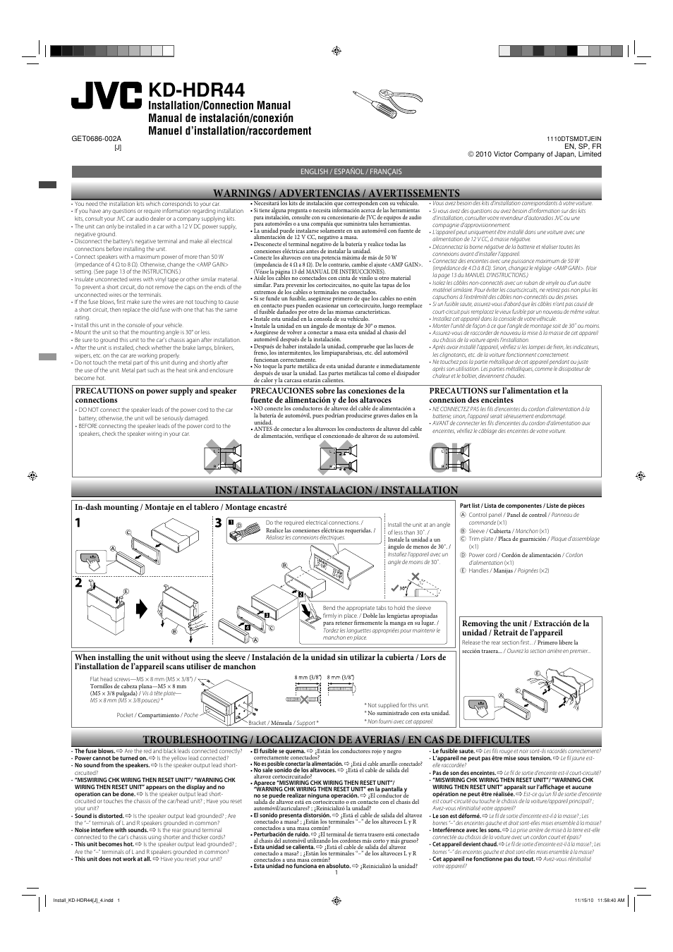 JVC GET0686-002A User Manual | 2 pages