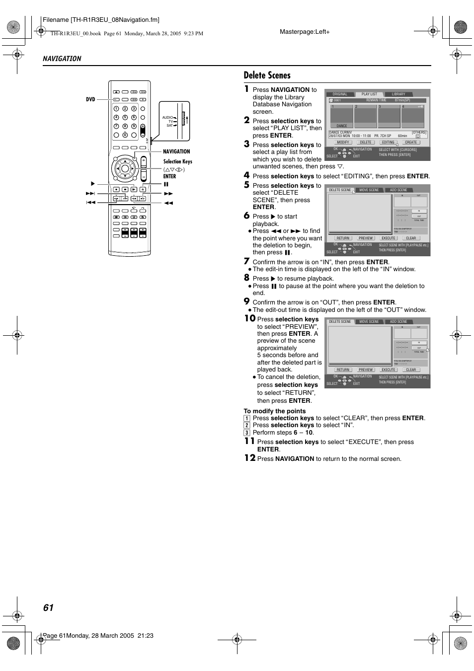 61 delete scenes, Navigation | JVC SP-THS55F User Manual | Page 64 / 100
