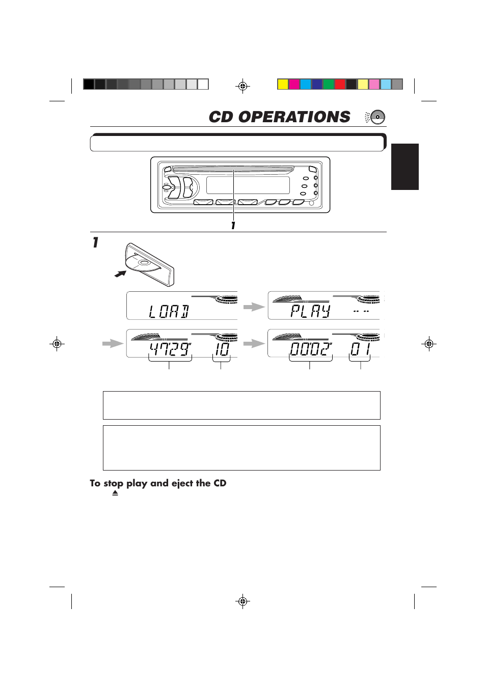 Cd operations, Playing a cd, Insert a disc into the loading slot | JVC KD-S653R User Manual | Page 17 / 114