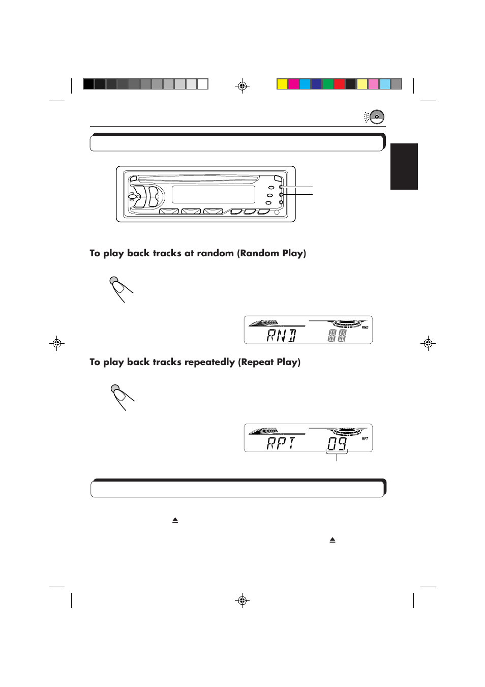 Selecting cd playback modes, Prohibiting cd ejection | JVC KD-S653R User Manual | Page 19 / 114