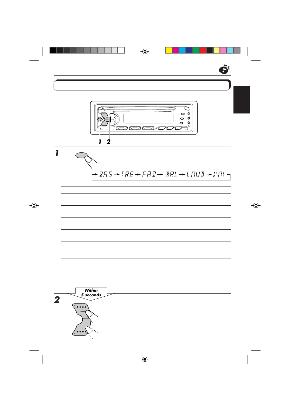 Adjusting the sound, Select the item you want to adjust, Adjust the level | JVC KD-S653R User Manual | Page 21 / 114