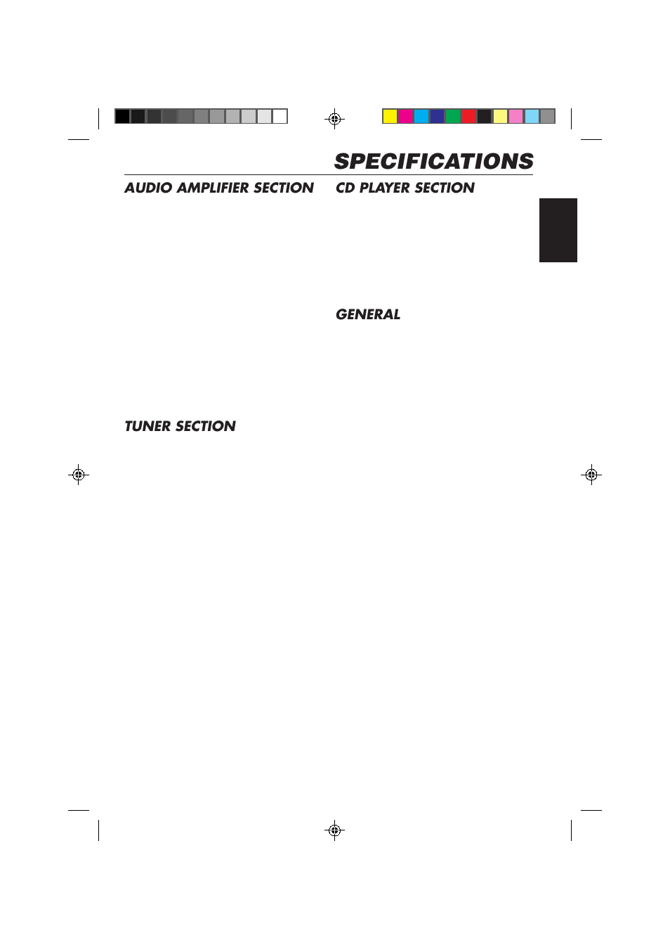 Specifications, General | JVC KD-S653R User Manual | Page 29 / 114