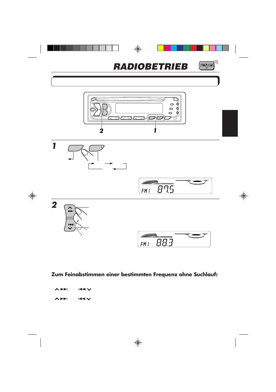 Radiobetrieb, Radiohören, Beginnen sie mit der suche nach einem sender | JVC KD-S653R User Manual | Page 33 / 114