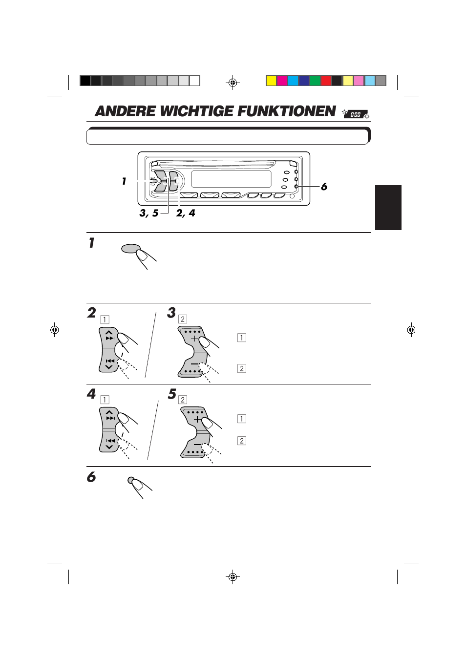 Andere wichtige funktionen, Stellen der uhr | JVC KD-S653R User Manual | Page 51 / 114