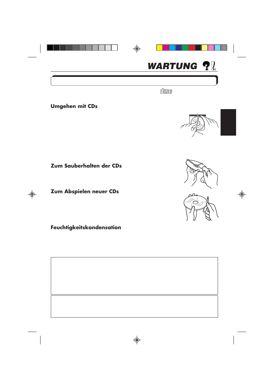 Wartung, Handhaben der cds | JVC KD-S653R User Manual | Page 55 / 114