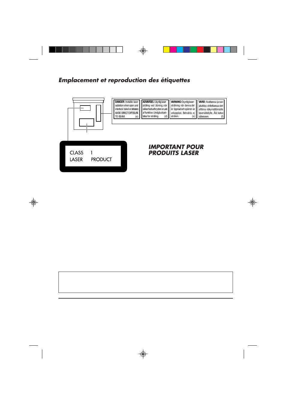 Important pour produits laser, Emplacement et reproduction des étiquettes | JVC KD-S653R User Manual | Page 58 / 114