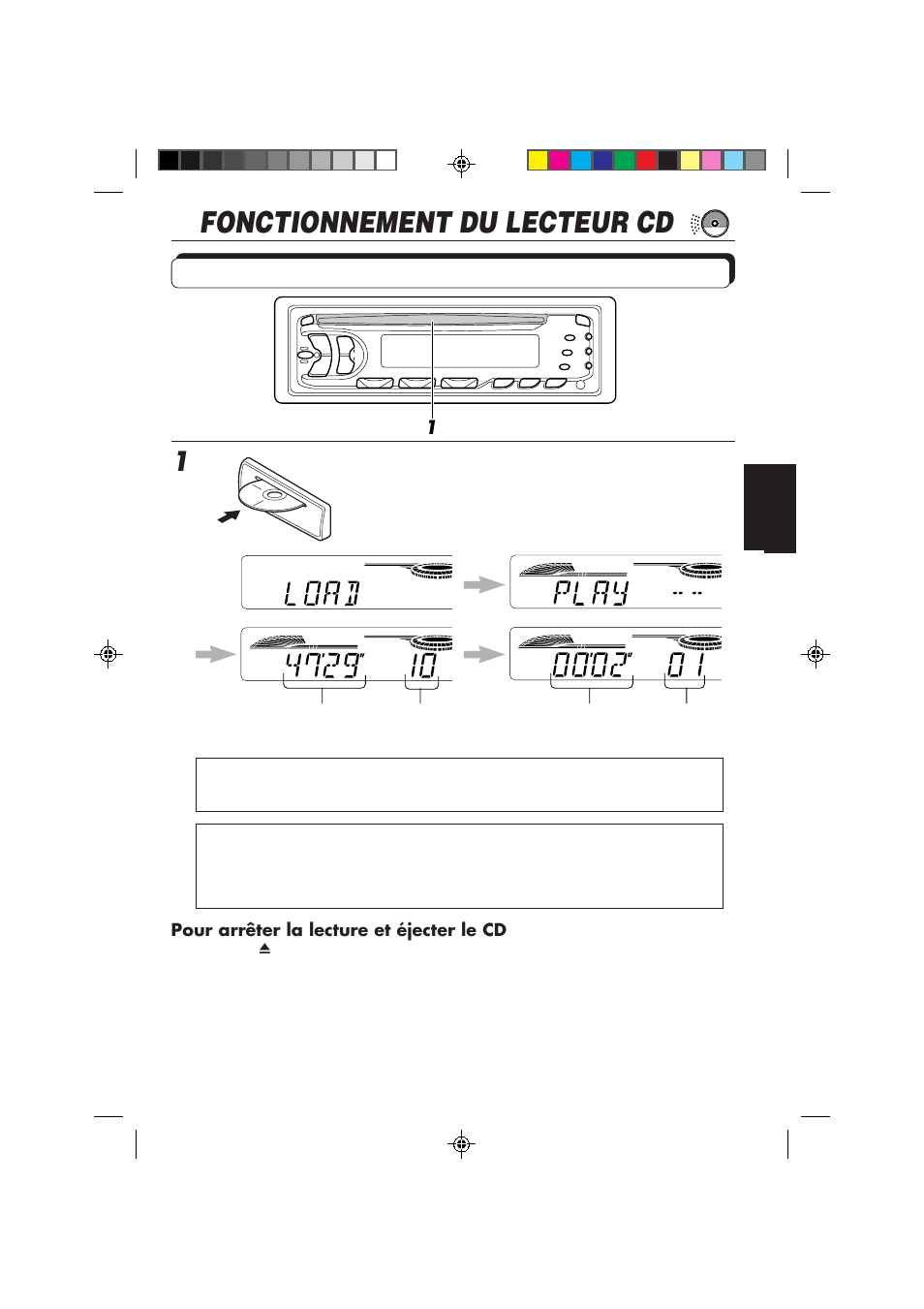 Fonctionnement du lecteur cd, Lecture d'un cd, Insérez un disque dans la fente d'insertion | JVC KD-S653R User Manual | Page 73 / 114