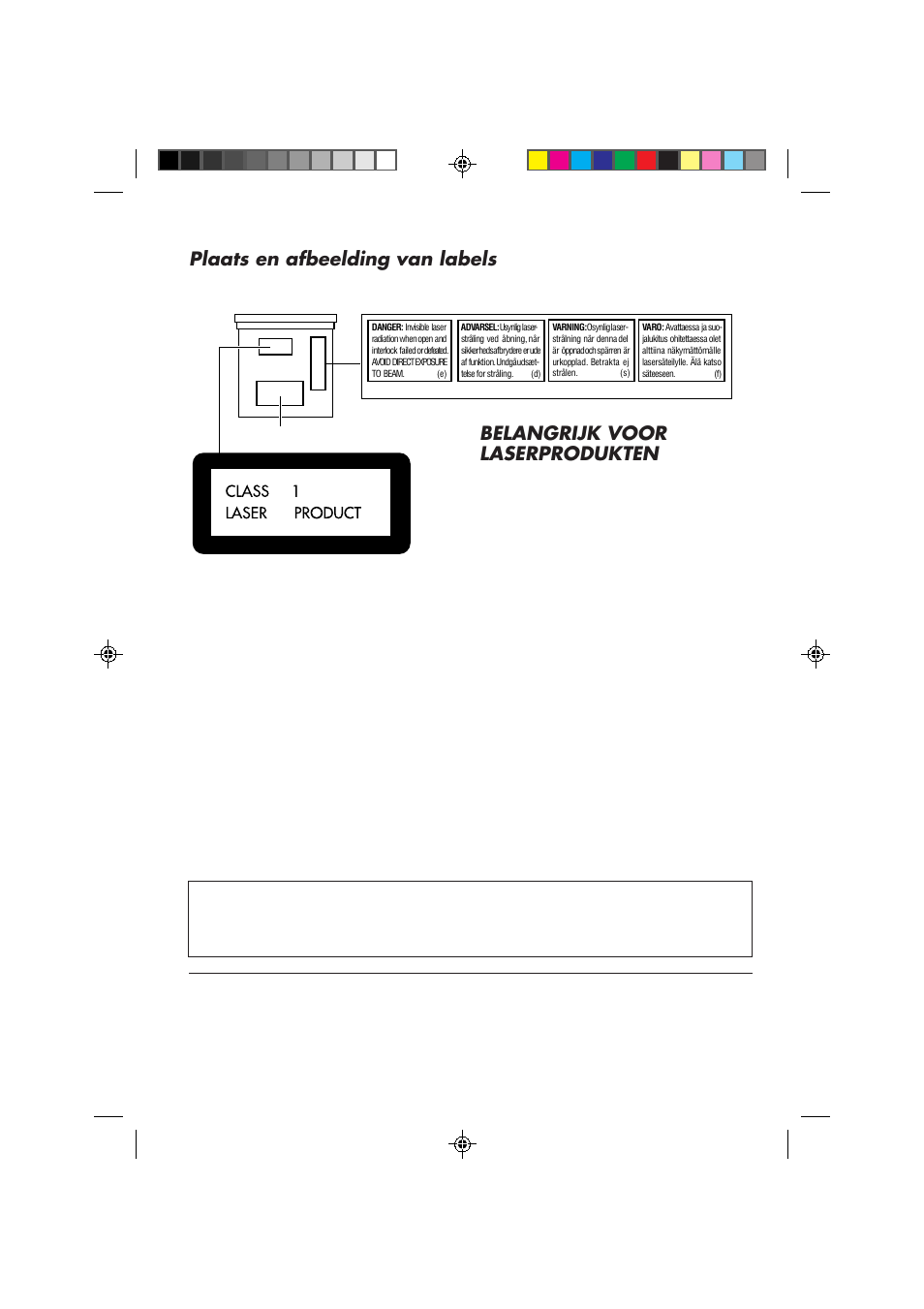 Plaats en afbeelding van labels, Belangrijk voor laserprodukten | JVC KD-S653R User Manual | Page 86 / 114