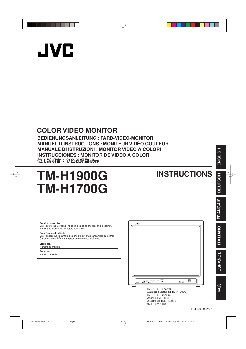 JVC TM-H1700G User Manual | 21 pages