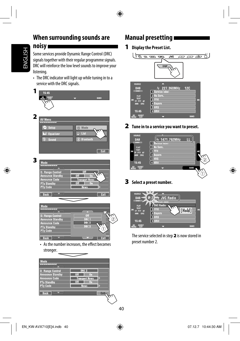 Manual presetting, When surrounding sounds are noisy | JVC LVT1778-001A User Manual | Page 116 / 666