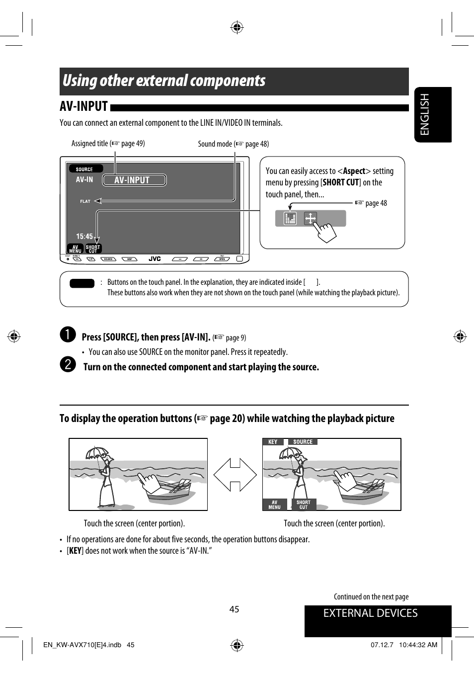 Using other external components, Av-input | JVC LVT1778-001A User Manual | Page 121 / 666