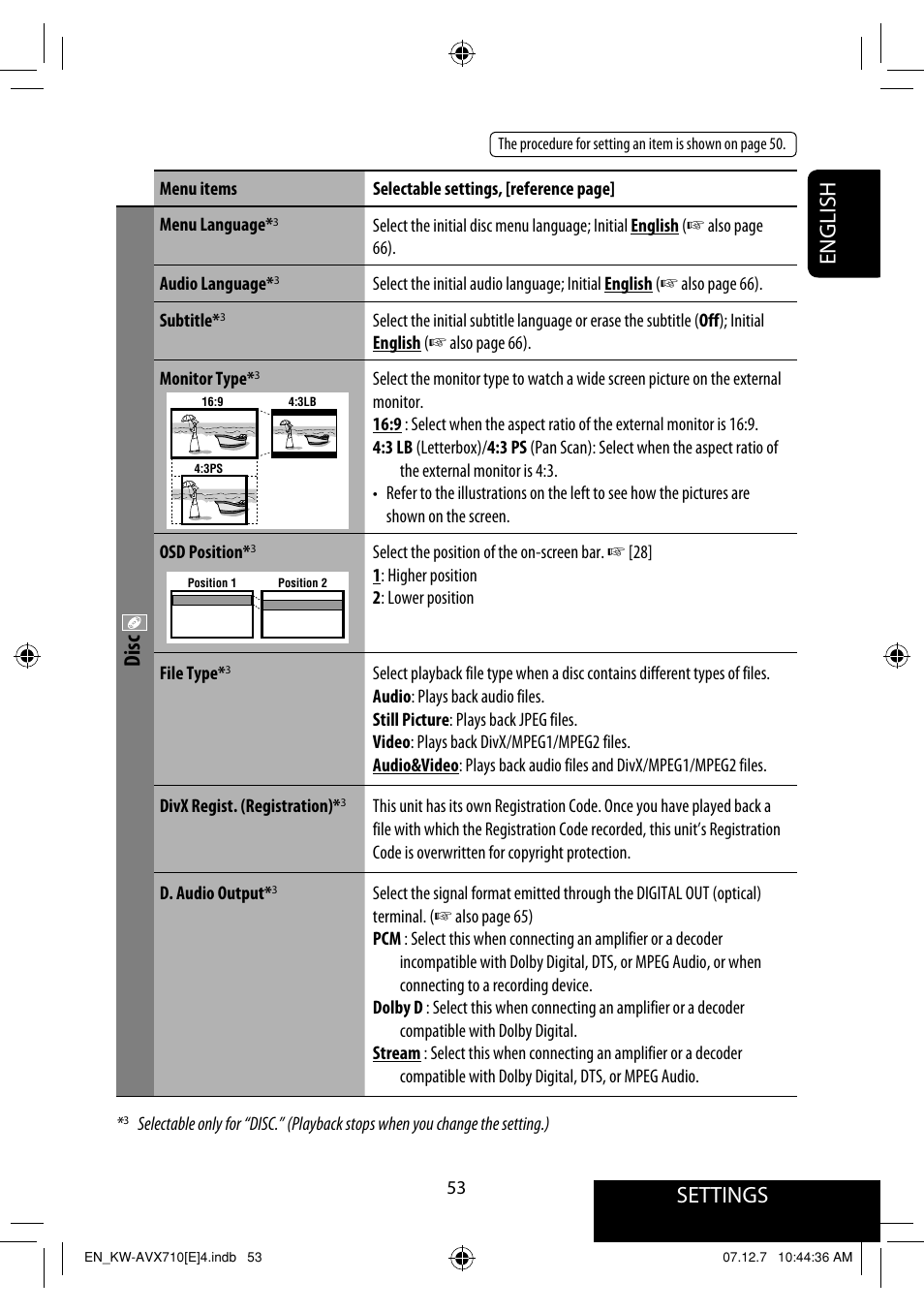 Settings, English, Disc | JVC LVT1778-001A User Manual | Page 129 / 666