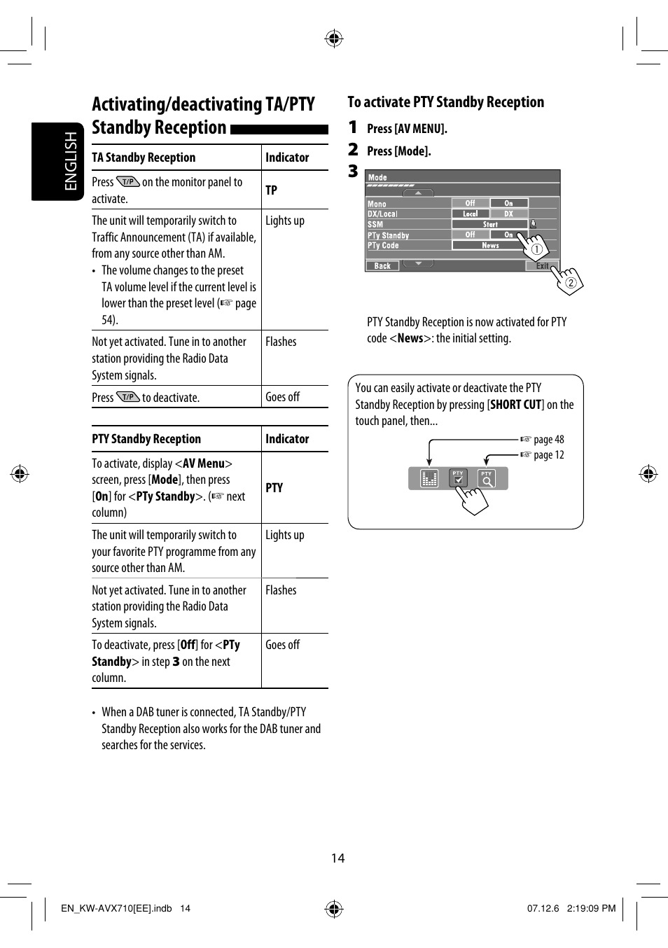 Activating/deactivating ta/pty standby reception, English | JVC LVT1778-001A User Manual | Page 170 / 666