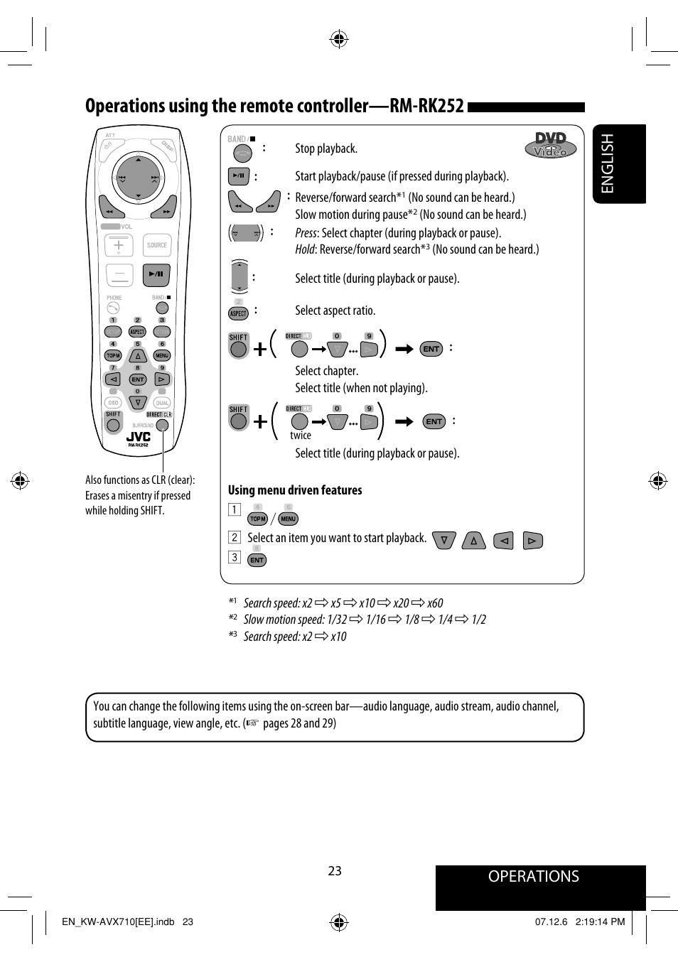 Operations using the remote controller—rm-rk252, Operations, English | JVC LVT1778-001A User Manual | Page 179 / 666