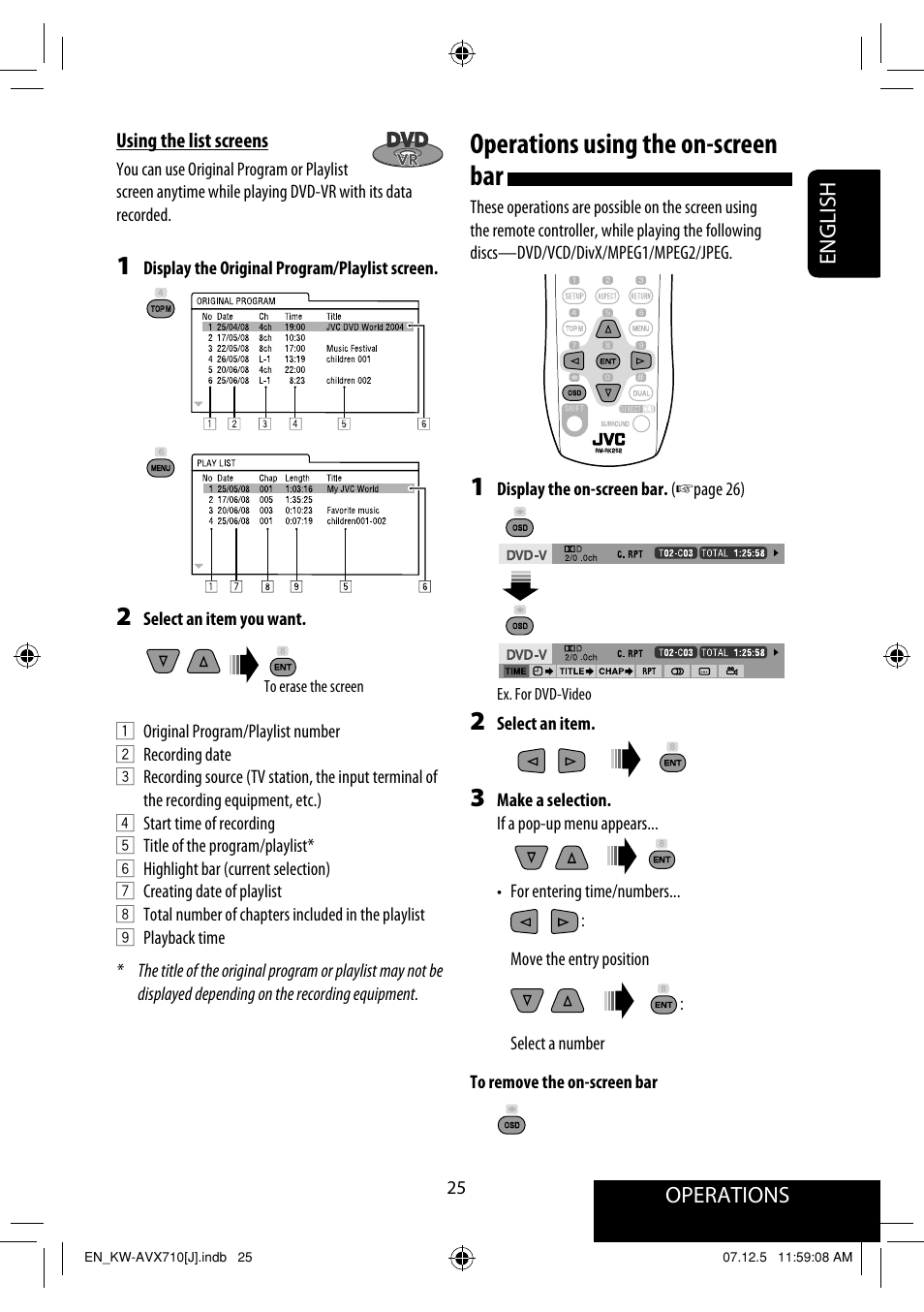 Operations using the on-screen bar | JVC LVT1778-001A User Manual | Page 25 / 666