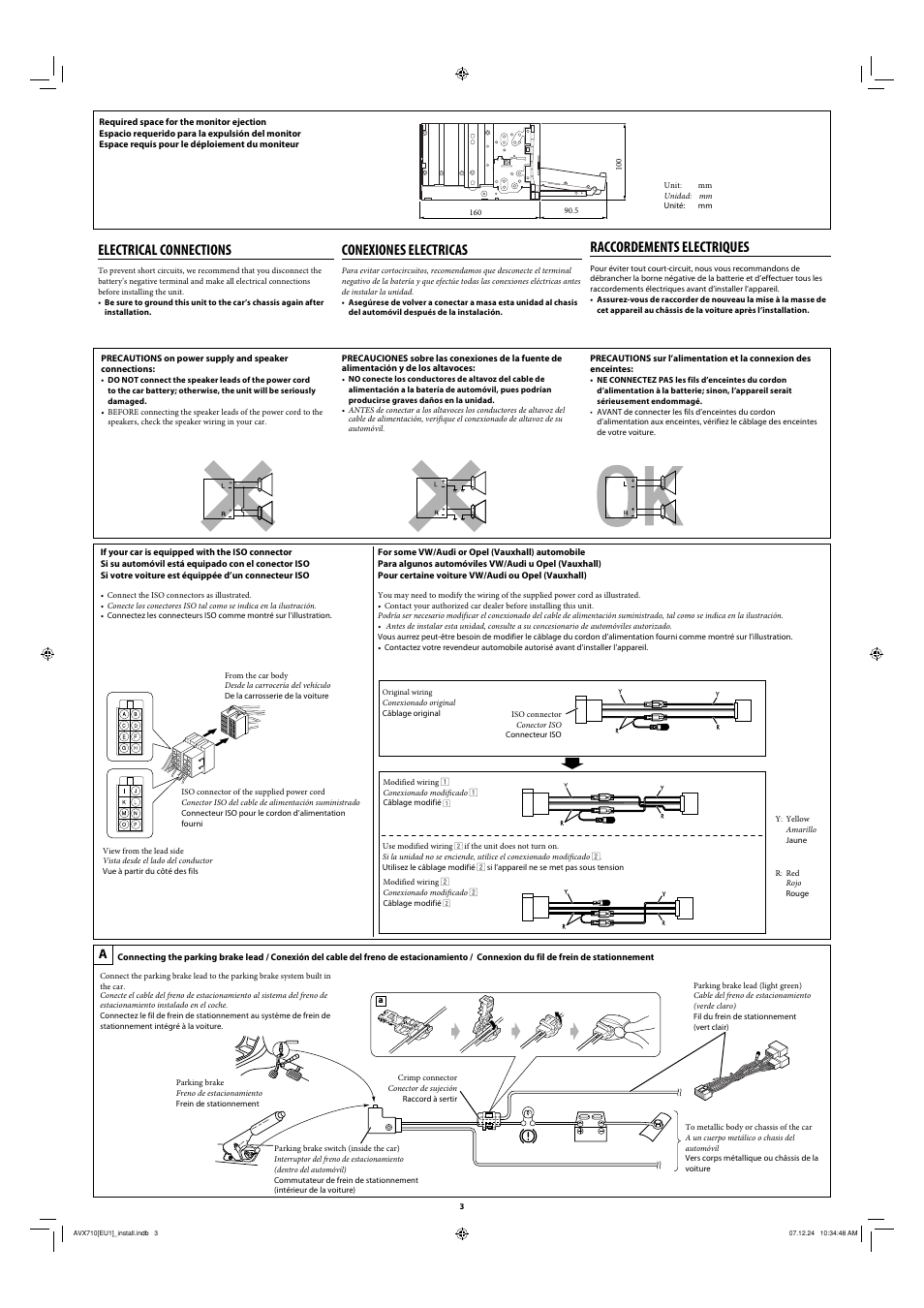 Electrical connections, If your car is equipped with the iso connector, For some vw/audi or opel (vauxhall) automobile | Conexiones electricas, Raccordements electriques | JVC LVT1778-001A User Manual | Page 313 / 666