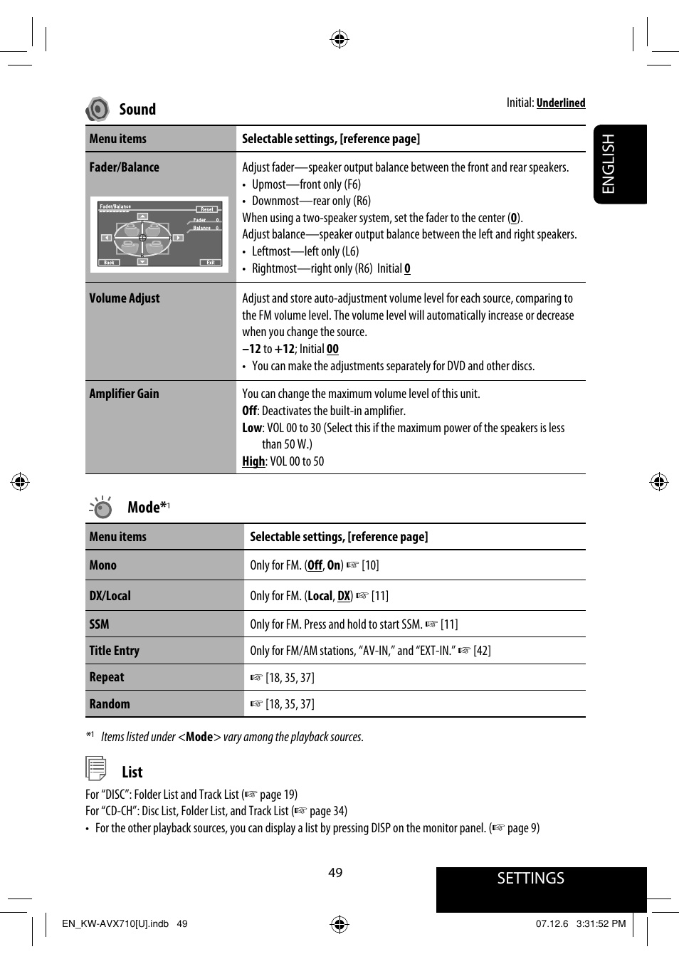 Settings, English sound, Mode | List | JVC LVT1778-001A User Manual | Page 437 / 666