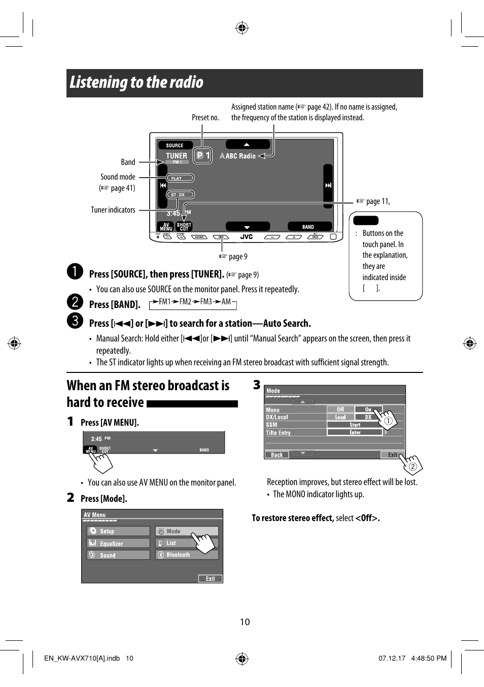 Listening to the radio, When an fm stereo broadcast is hard to receive | JVC LVT1778-001A User Manual | Page 540 / 666