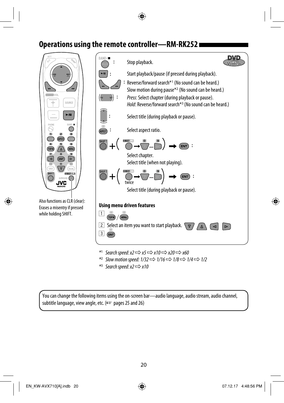 Operations using the remote controller—rm-rk252 | JVC LVT1778-001A User Manual | Page 550 / 666